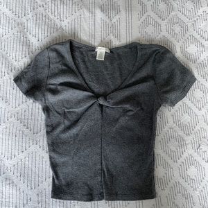 Gray Knotted Crop Top